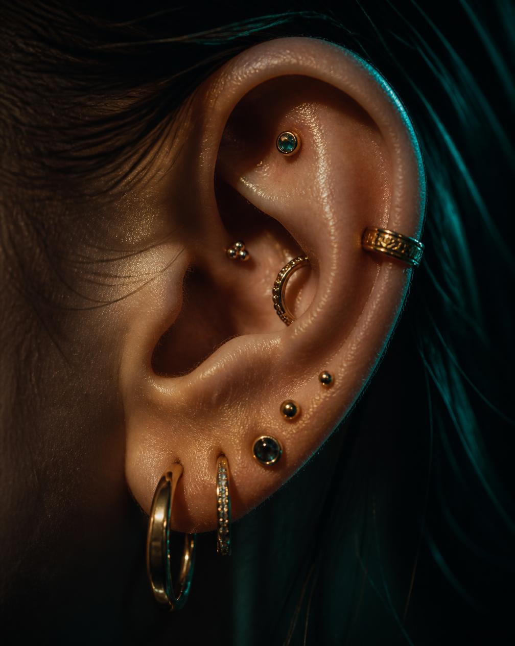 Piercings work at the shop